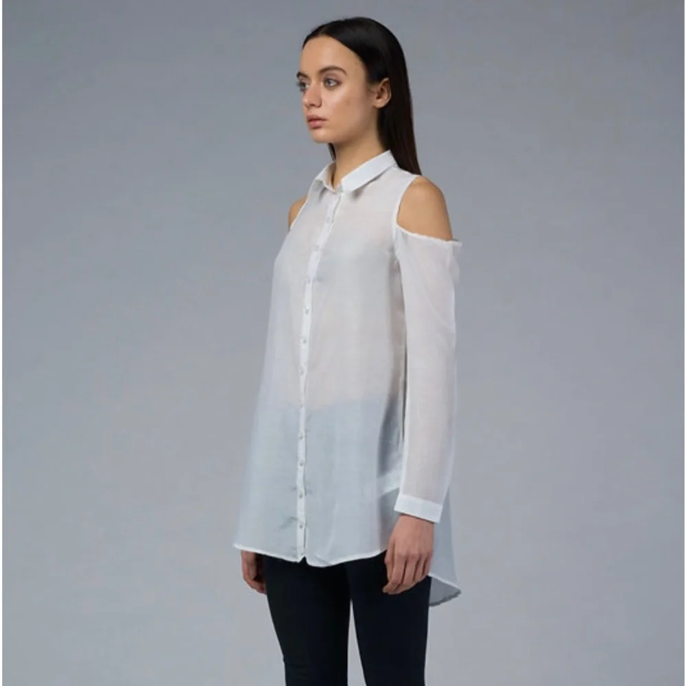 IMAIMA - TIARA - POLO NECK CUT OUT SHOULDERS 50% SILK/50% COTTON - US SIZE 6 - Picture 3 of 6